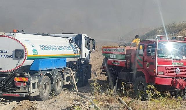 Osmangazi'den Yolçatı'daki yangını söndürme çalışmalarına tam destek