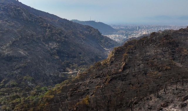 İzmir'de yanan alanlar havadan görüntülendi