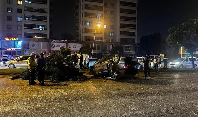 Bursa'da otomobil takla atarak karşı seride uçtu