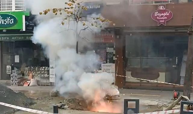 İSKİ'nin çalışması sırasında yer altındaki elektrik kabloları koptu