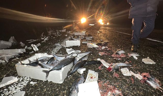 Tırdan düşen kasalar karayolunu balık haline çevirdi