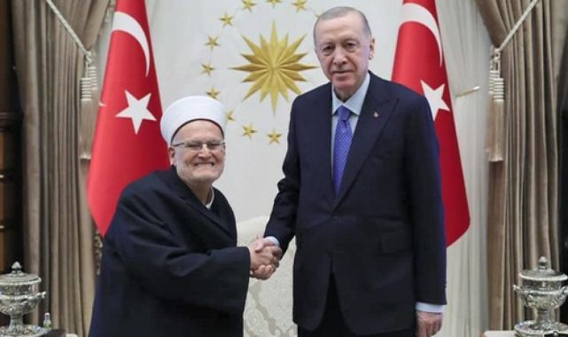 Cumhurbaşkanı Erdoğan, Mescidi Aksa İmamı Sabri'yi kabul etti
