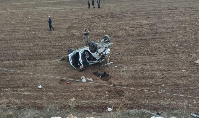 Başıboş köpeğe çarpmamak için manevra yapan otomobil takla attı