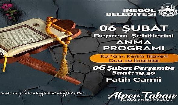 İnegöl’de 6 Şubat Depremi Yıl Dönümünde Mevlit Okutulacak