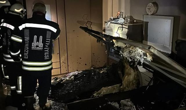 Erzurum'da apartmanda yangın: 16 kişi dumandan etkilendi