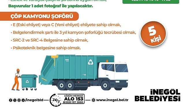 İnegöl Belediyesi 15 Personel Alacak