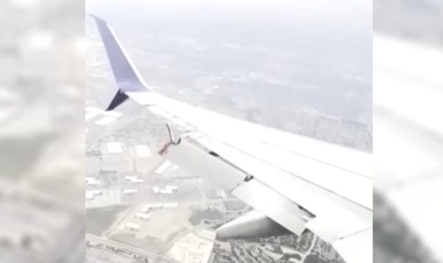 ABD'de uçuş sırasında bir uçağın kanadındaki flap kısmen koptu