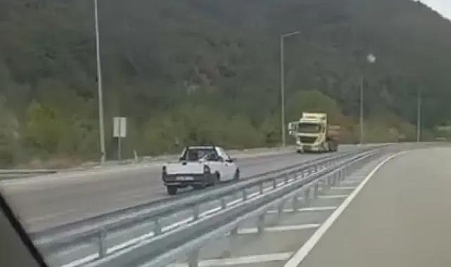 Bursa'da ters şeritte giden araç tehlike saçtı
