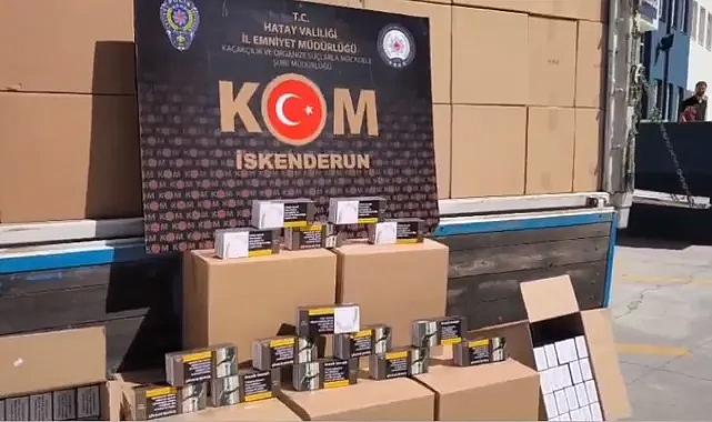 Hatay'da 2 milyon 760 bin adet gümrük kaçağı makaron ele geçirildi