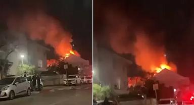 İsrailli yetkililerin evleri vuruldu, alevler geceyi aydınlattı