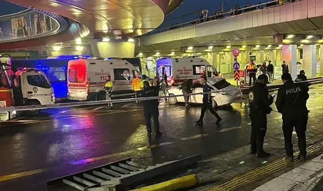 Ankara'da kontrolden çıkan otomobil köprüden uçtu