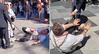 Trabzon'da dikkat çeken İsrail protestosu! Vatandaşlar şaşkınlıkla izledi