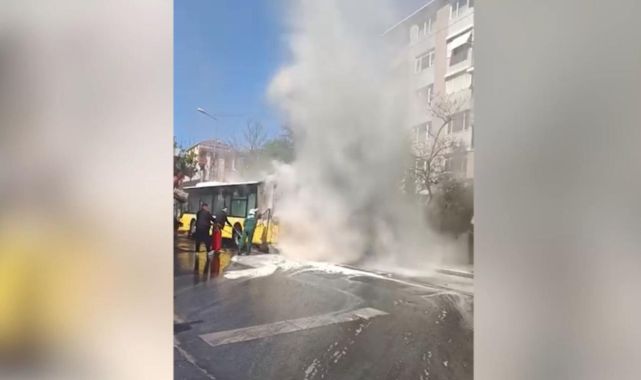 Ümraniye'de İETT otobüsünde yangın çıktı