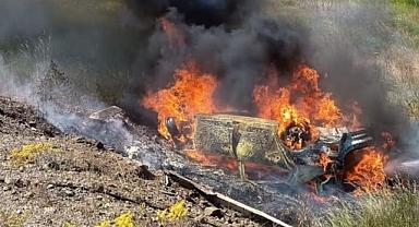 Kütahya’da takla atan otomobil alev aldı: 5 yaralı