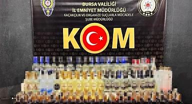 Bursa'daki operasyonda 370 şişe sahte içki ve 600 litre etil alkol ele geçirildi