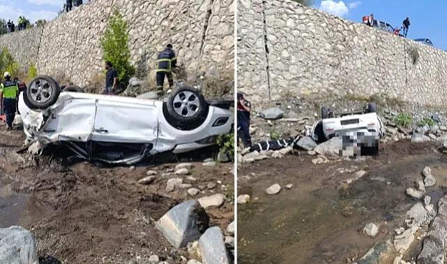 Otomobil dereye uçtu! Feci kazada iki kadın hayatını kaybetti