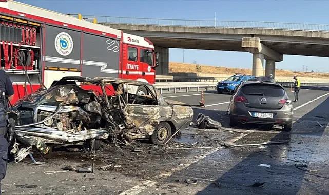 Tekirdağ'da kazada alev alan otomobilin sürücüsü öldü