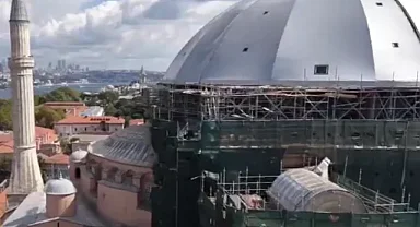 Ayasofya'da restorasyonda yeni süreç... Doğu yarım kubbeye çelik platform
