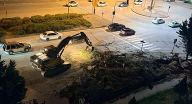 Etimesgut’ta yol çalışması için ağaçların kesilmesine vatandaştan tepki