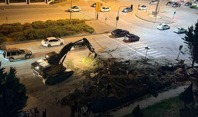 Etimesgut’ta yol çalışması için ağaçların kesilmesine vatandaştan tepki
