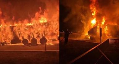 Kars’ta seyir halindeki tır alev alev yandı: Şoför son anda kurtuldu