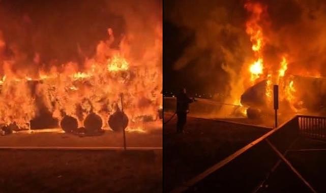 Kars’ta seyir halindeki tır alev alev yandı: Şoför son anda kurtuldu