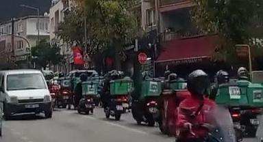 Bursa’da yüzlerce motokurye, vefat eden arkadaşları için konvoy yaptı