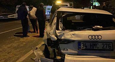 Sarıyer’de karşı yönden gelen aracın sıkıştırdığı otomobil, park halindeki 6 araca çarptı