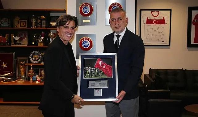 TFF Başkanı Hacıosmanoğlu, teknik direktör Montella ile vedalaştı